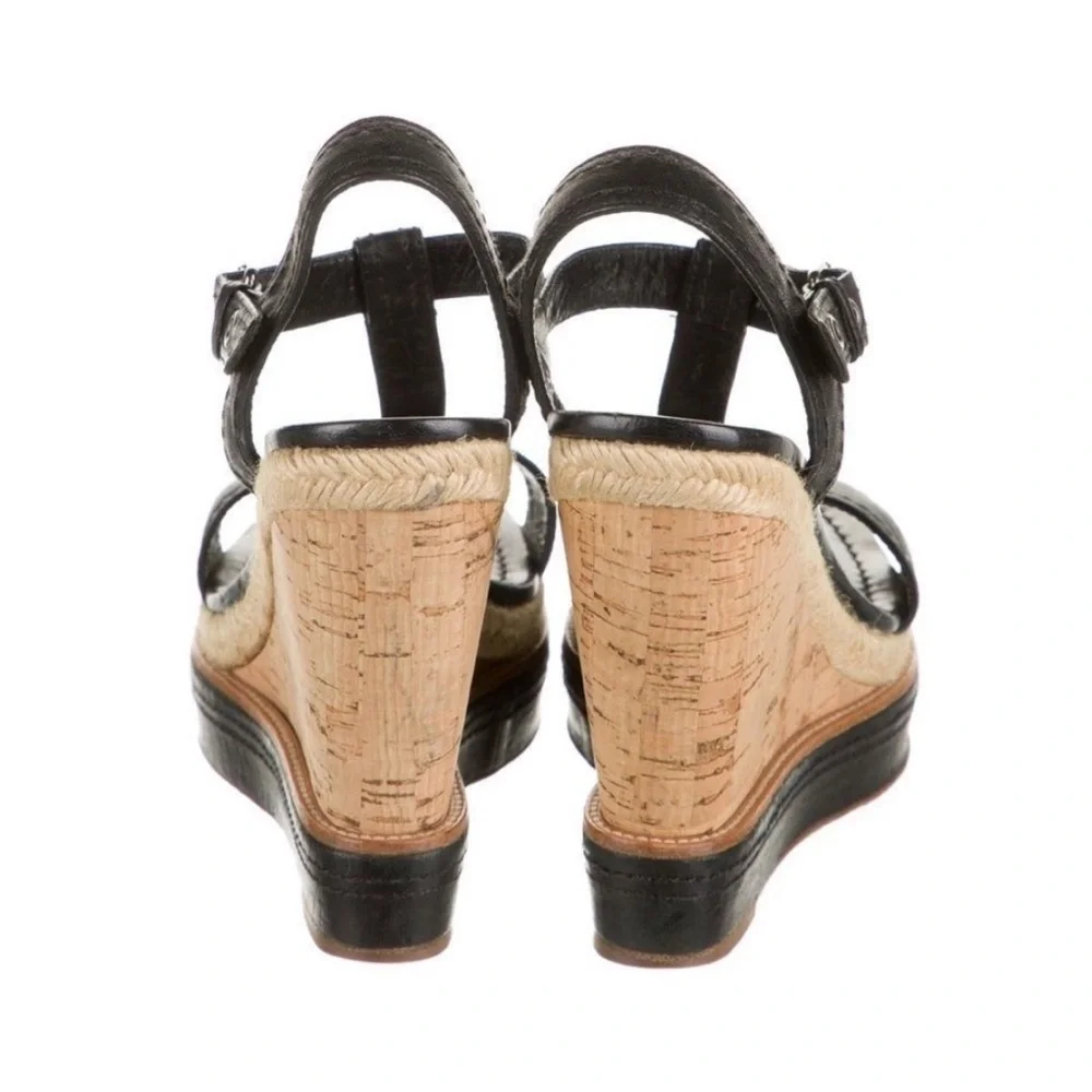 Miu Miu Leather Wedge Sandals